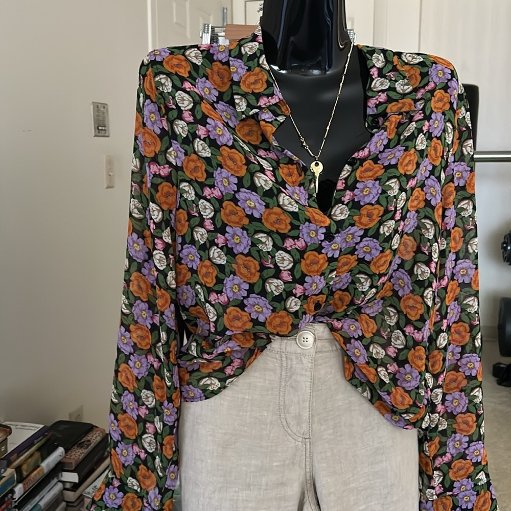 Blouse Long Sleeve Floral Size SP - Picture 7 of 9